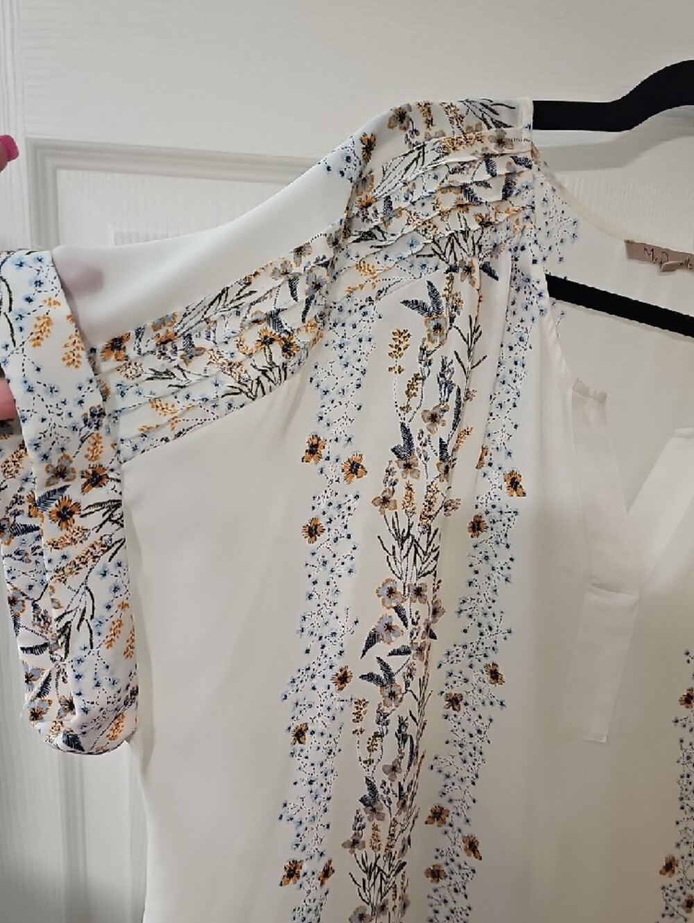 Women's White Floral Border Tunic Top - Sheer White & Floral XXL - Picture 3 of 5